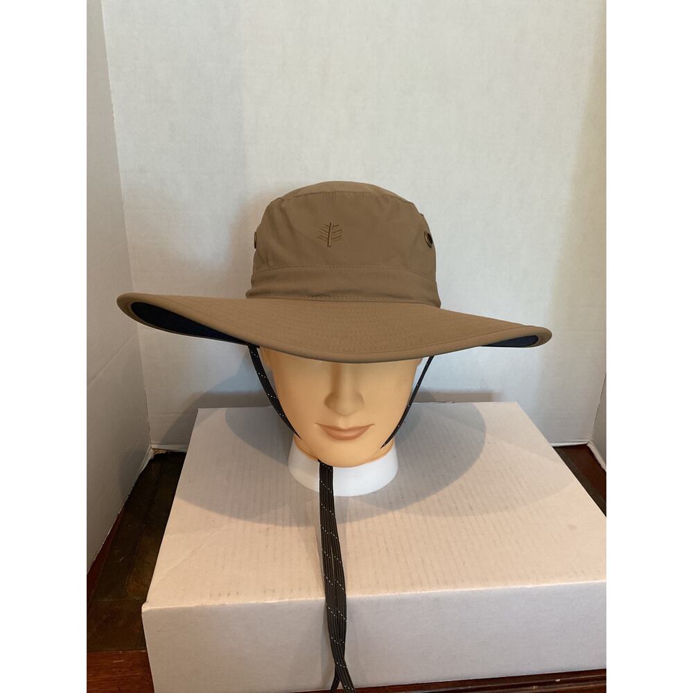 Coolibar - Leo Shapeable Wide Brim Hat w/ UPF 50+ - Khaki/Navy - S/M